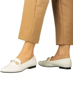 Mocasini dama albi din piele ecologica Namari