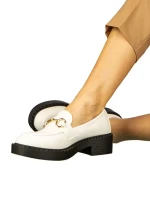 Mocasini dama albi din piele ecologica Surta