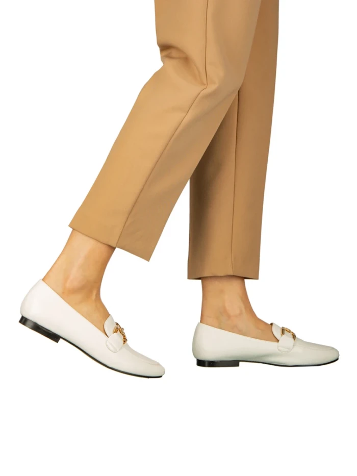 Mocasini dama albi din piele ecologica Hucci