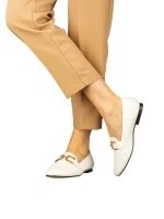 Mocasini dama albi din piele ecologica Hucci