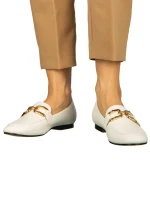 Mocasini dama albi din piele ecologica Hucci
