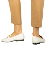 Mocasini dama albi din piele ecologica Hucci