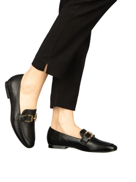 Mocasini dama negri din piele ecologica Hucci