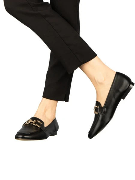 Mocasini dama negri din piele ecologica Hucci