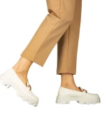 Mocasini dama albi din piele ecologica Mantiq