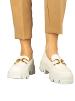 Mocasini dama albi din piele ecologica Mantiq