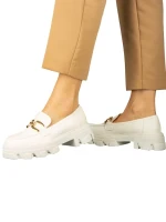 Mocasini dama albi din piele ecologica Mantiq