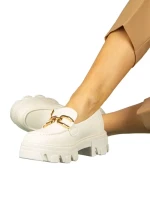 Mocasini dama albi din piele ecologica Mantiq