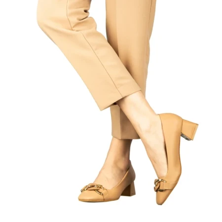 Pantofi dama cu toc camel din piele ecologica Sansiro