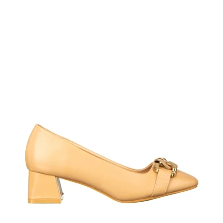 Pantofi dama cu toc camel din piele ecologica Sansiro