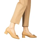 Pantofi dama cu toc camel din piele ecologica Sansiro