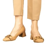 Pantofi dama cu toc camel din piele ecologica Sansiro