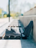 Pantofi sport barbati gri inchis din material textil Lugo