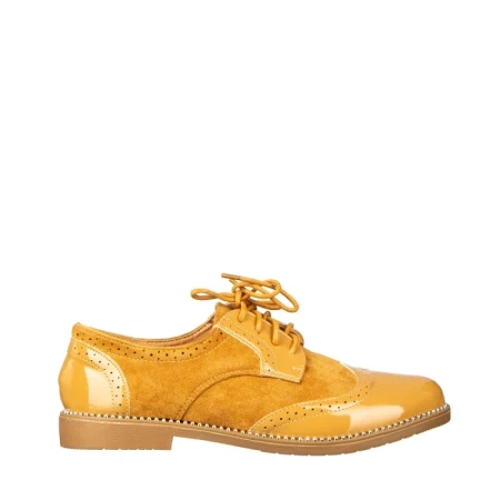 Pantofi dama casual fara toc din piele ecologica camel Bergo