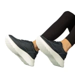 Pantofi dama casual fara toc din piele naturala albastri Zevoma