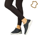 Pantofi dama casual fara toc din piele naturala albastri Dollan