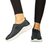 Pantofi dama casual fara toc din piele naturala albastri Dollan