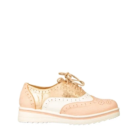 Pantofi dama casual fara toc din piele ecologica roz Darme