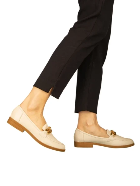 Mocasini dama bej din piele ecologica Belgi