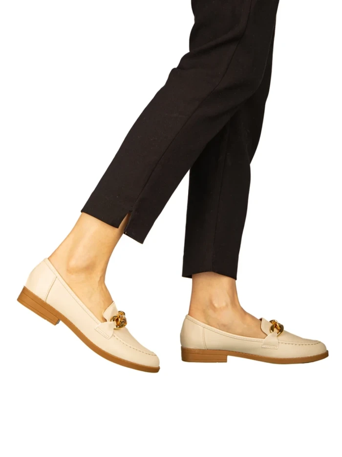 Mocasini dama bej din piele ecologica Belgi