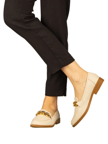 Mocasini dama bej din piele ecologica Belgi