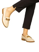 Mocasini dama bej din piele ecologica Belgi