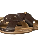 Papuci dama fara toc maro din piele ecologica Senary