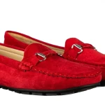 Mocasini dama rosii din material textil Kameg