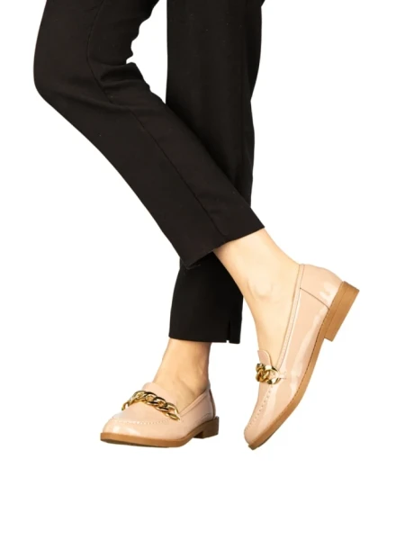 Mocasini dama roz din piele ecologica Sclini