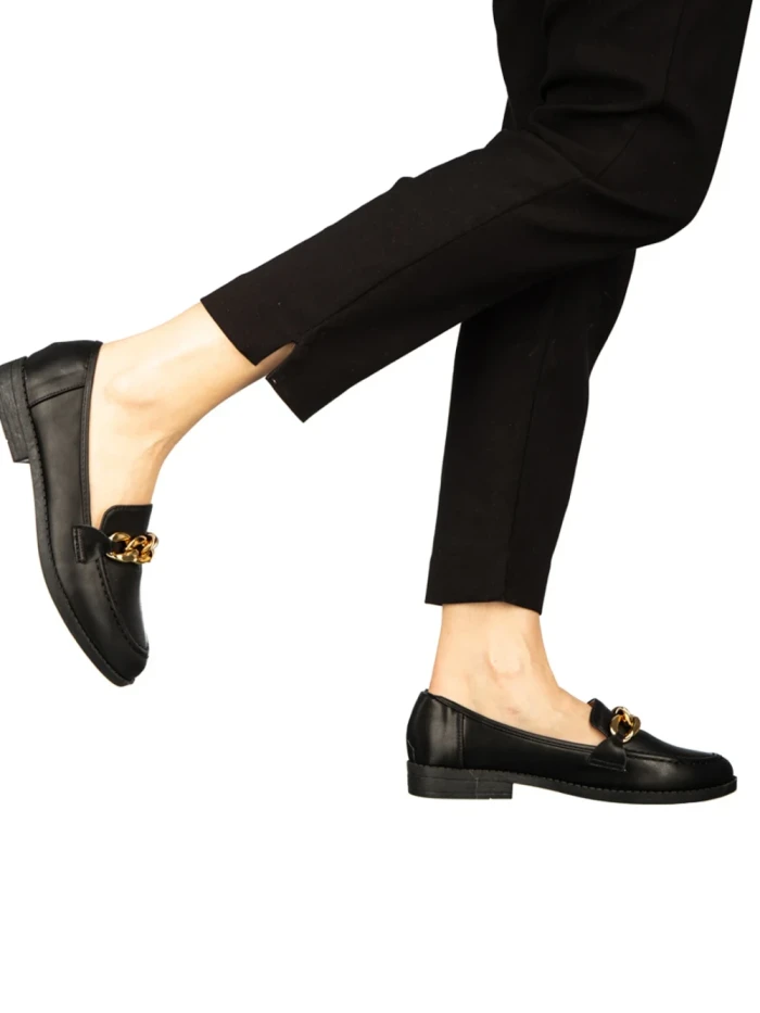 Mocasini dama negri din piele ecologica Belgi