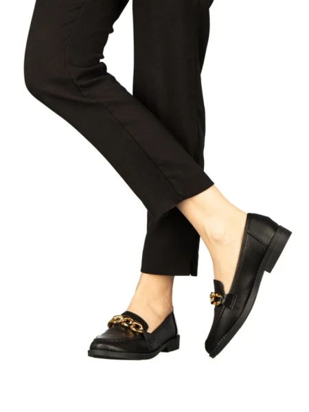 Mocasini dama negri din piele ecologica Belgi