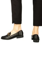 Mocasini dama negri din piele ecologica Belgi