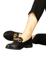 Mocasini dama negri din piele ecologica Belgi