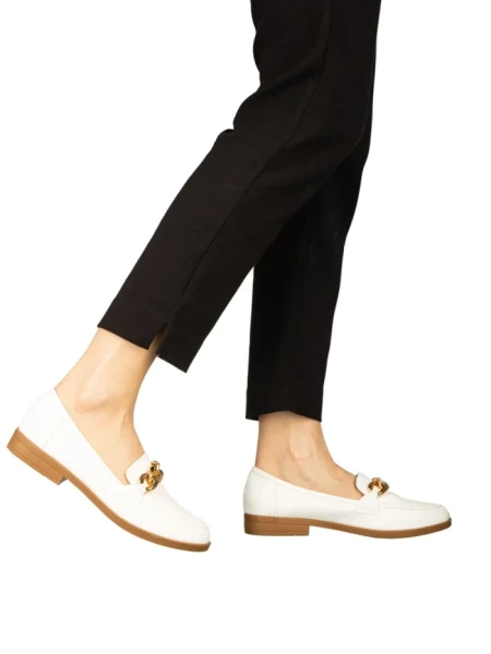 Mocasini dama albi din piele ecologica Belgi