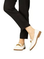 Mocasini dama albi din piele ecologica Belgi