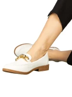 Mocasini dama albi din piele ecologica Belgi