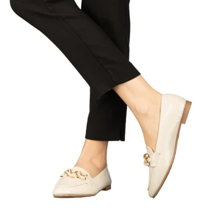 Mocasini dama bej din piele ecologica Neka