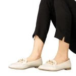 Mocasini dama bej din piele ecologica Neka