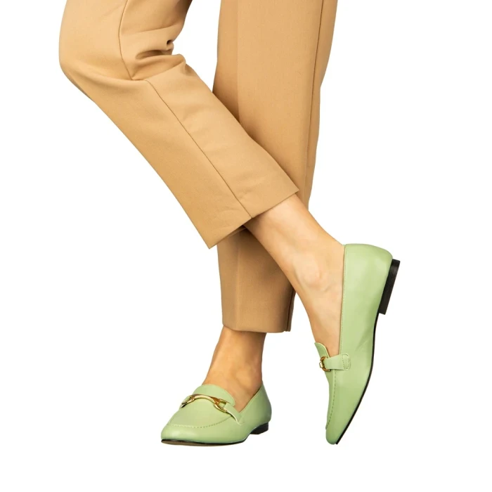 Mocasini dama verzi din piele ecologica Dineb