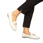 Mocasini dama albi din piele ecologica Neka