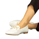 Mocasini dama albi din piele ecologica Neka