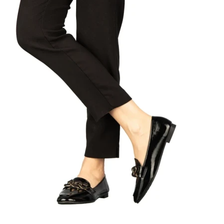 Mocasini dama negri din piele ecologica Neka
