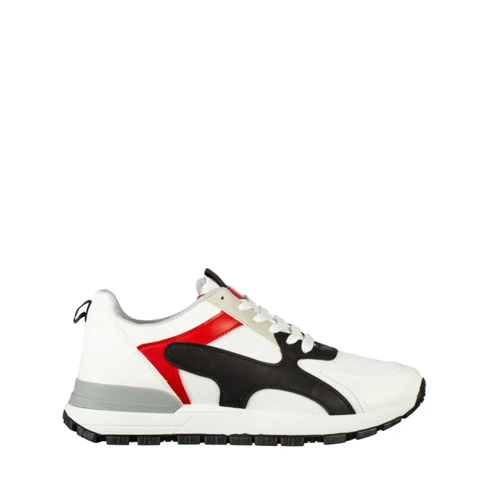 Pantofi sport barbati albi din piele ecologica si material textil Conaky