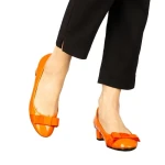 Pantofi dama cu toc portocalii din piele ecologica Turni