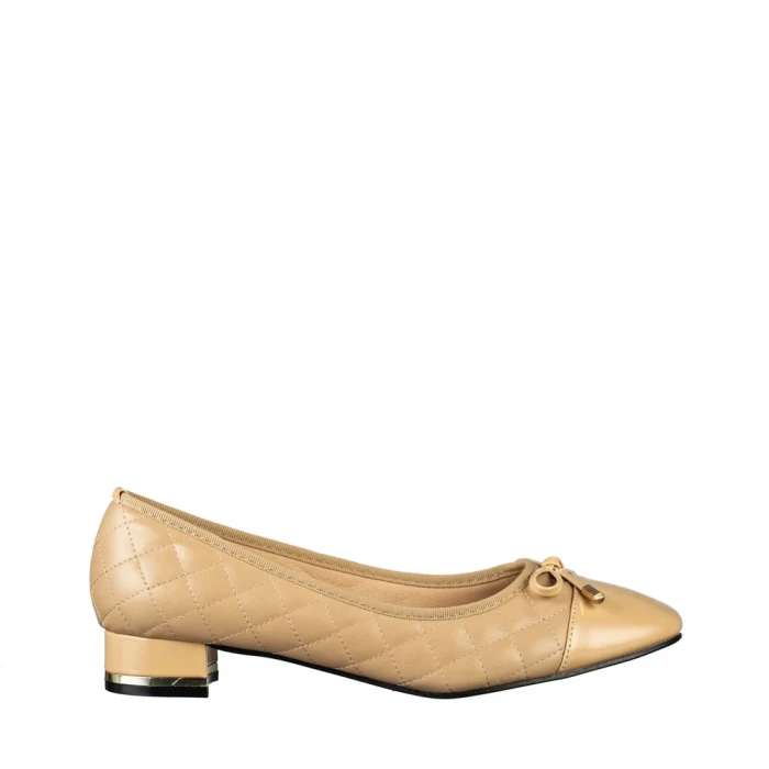 Pantofi dama cu toc bej din piele ecologica Grece