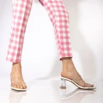 Papuci dama cu toc albi din piele ecologica Ranya