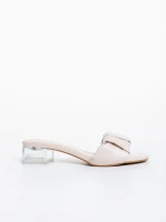 Papuci dama cu toc bej din piele ecologica Blaire