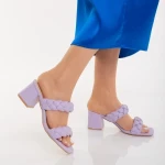 Papuci dama cu toc mov din piele ecologica Mylah