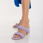 Papuci dama cu toc mov din piele ecologica Mylah