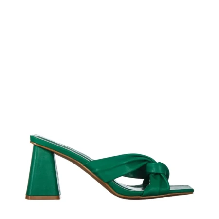 Papuci dama cu toc verzi din piele ecologica Zoelle